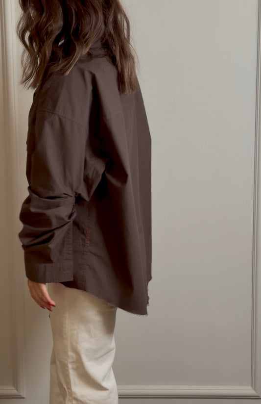 Oversized Brown Poplin Shirt