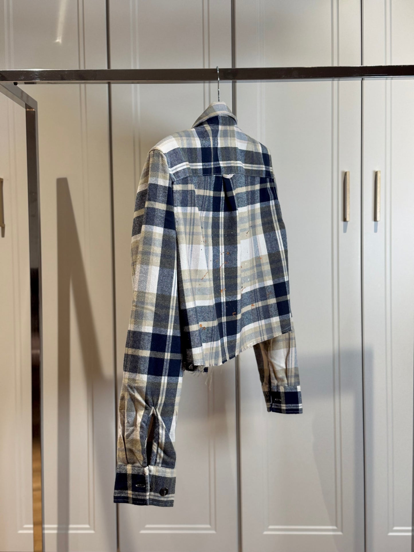 Crop Checked Cotton Shirt