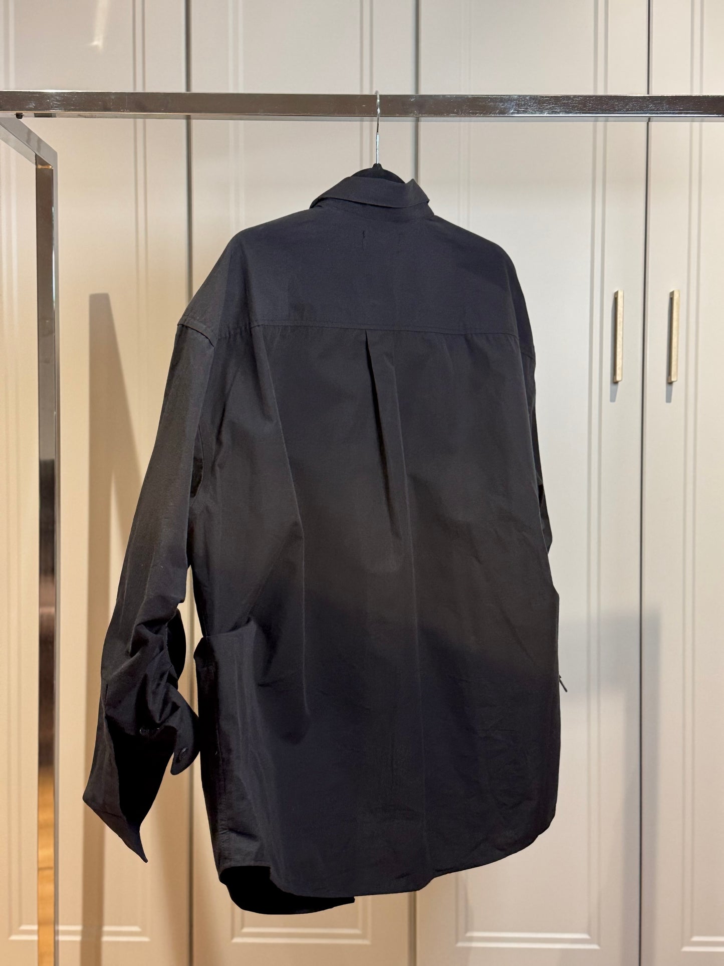 Long Oversized Black Poplin Shirt