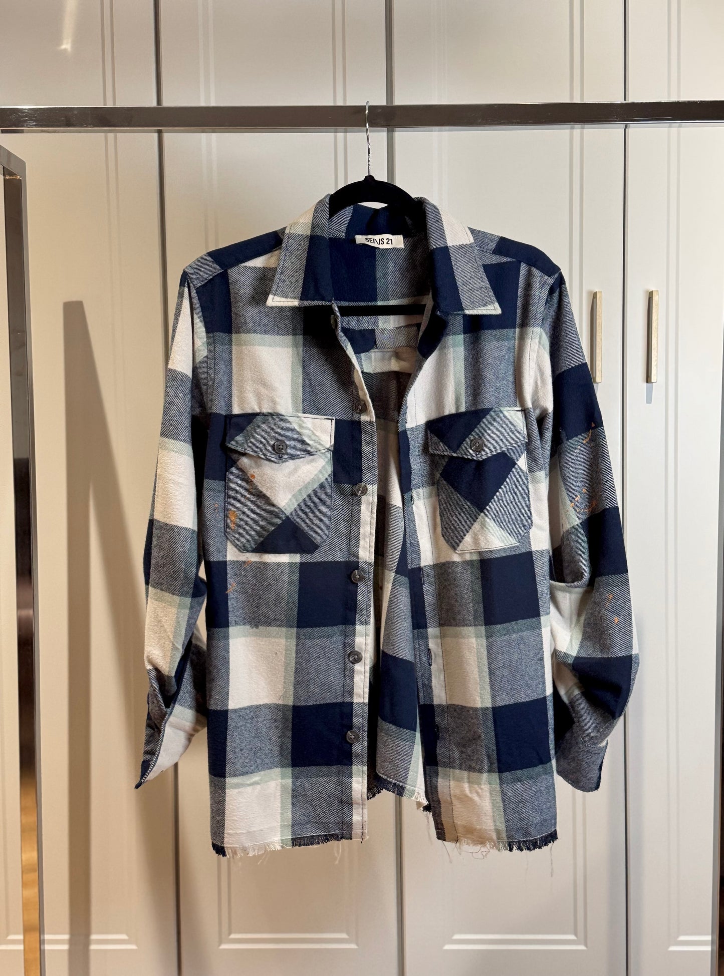 Long Checked Cotton Shirt