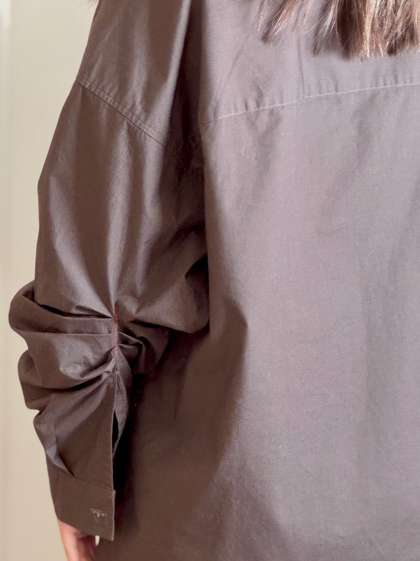 Oversized Brown Poplin Shirt