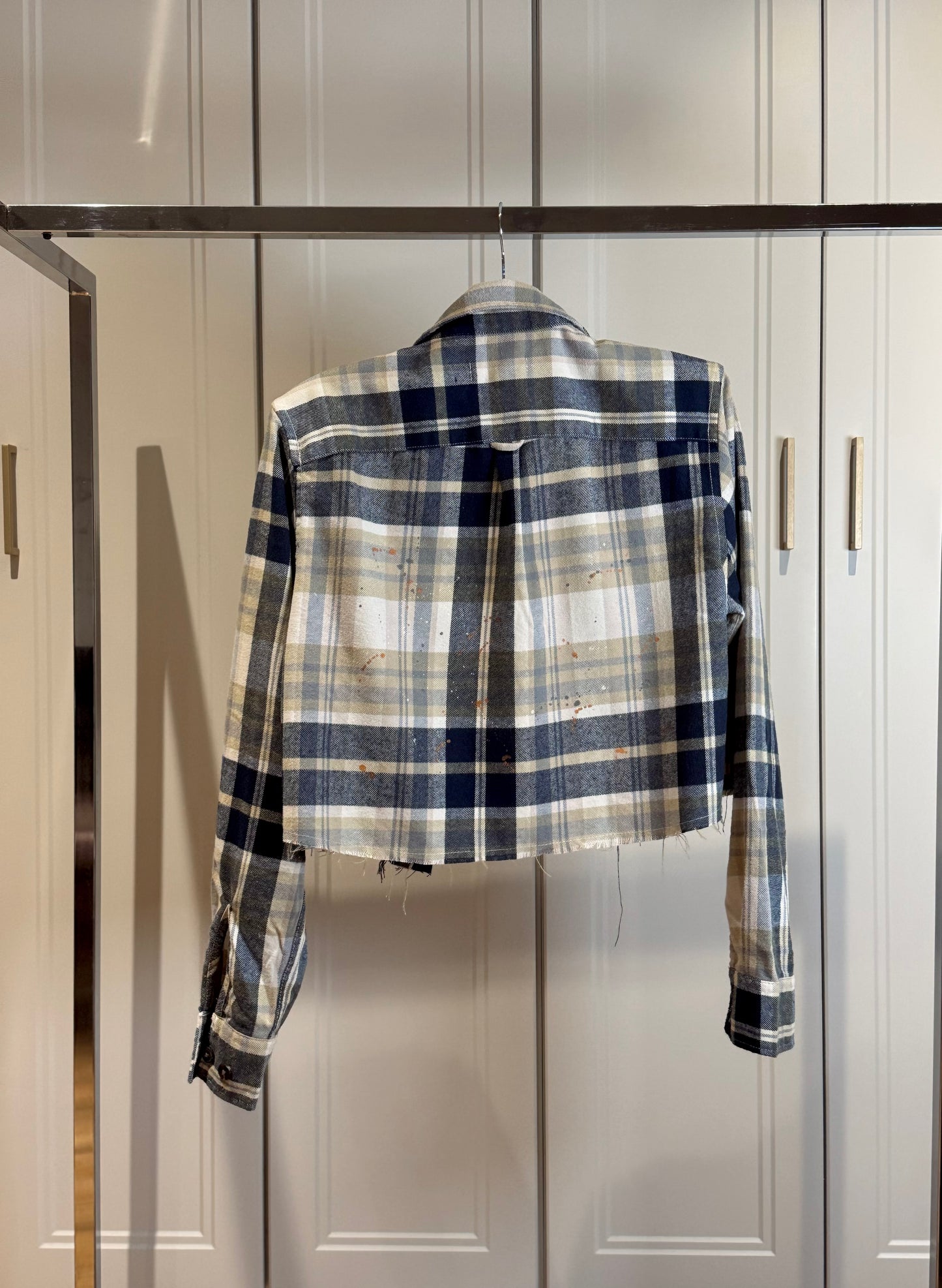 Crop Checked Cotton Shirt
