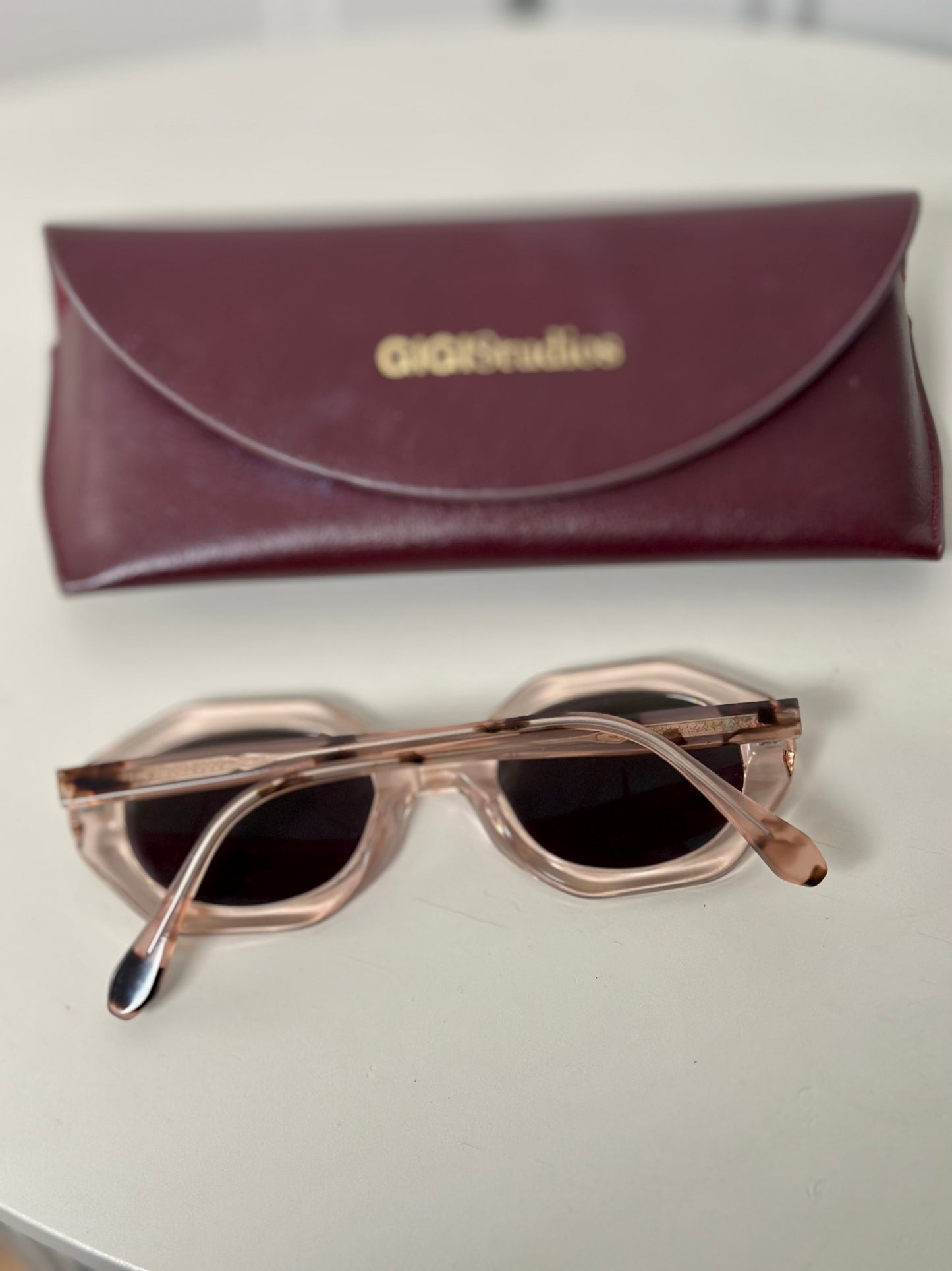 Pink semi-transparent sunglasses