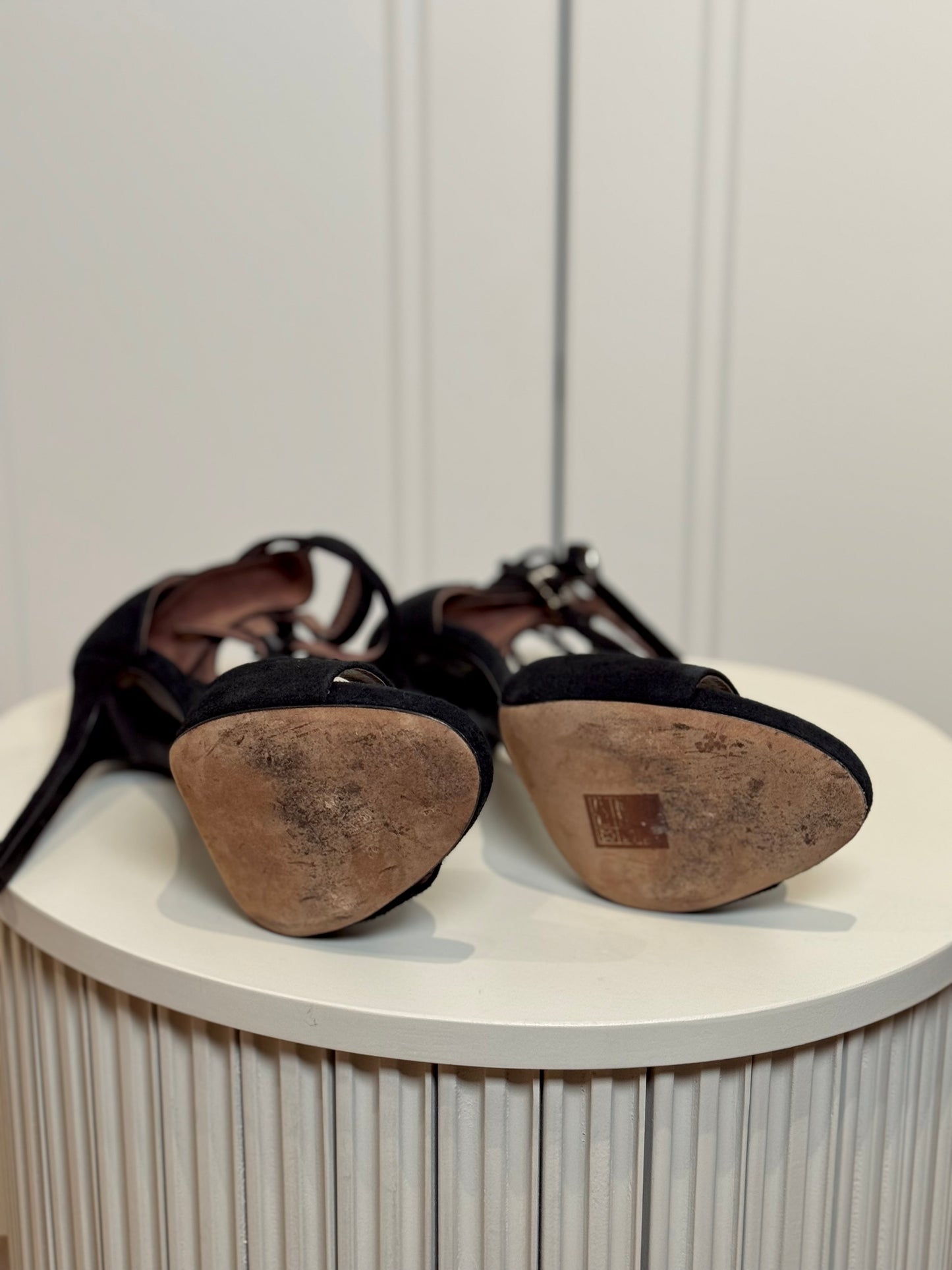 Black suede sandals - second life