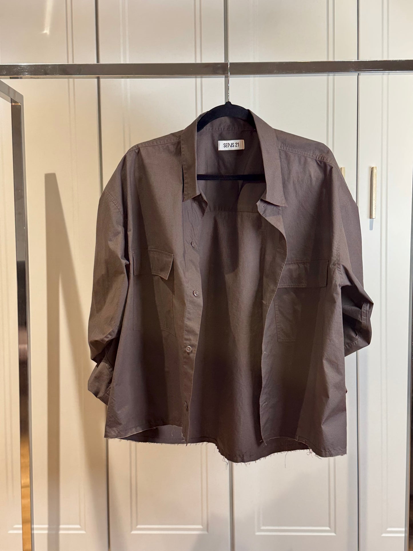 Oversized Brown Poplin Shirt