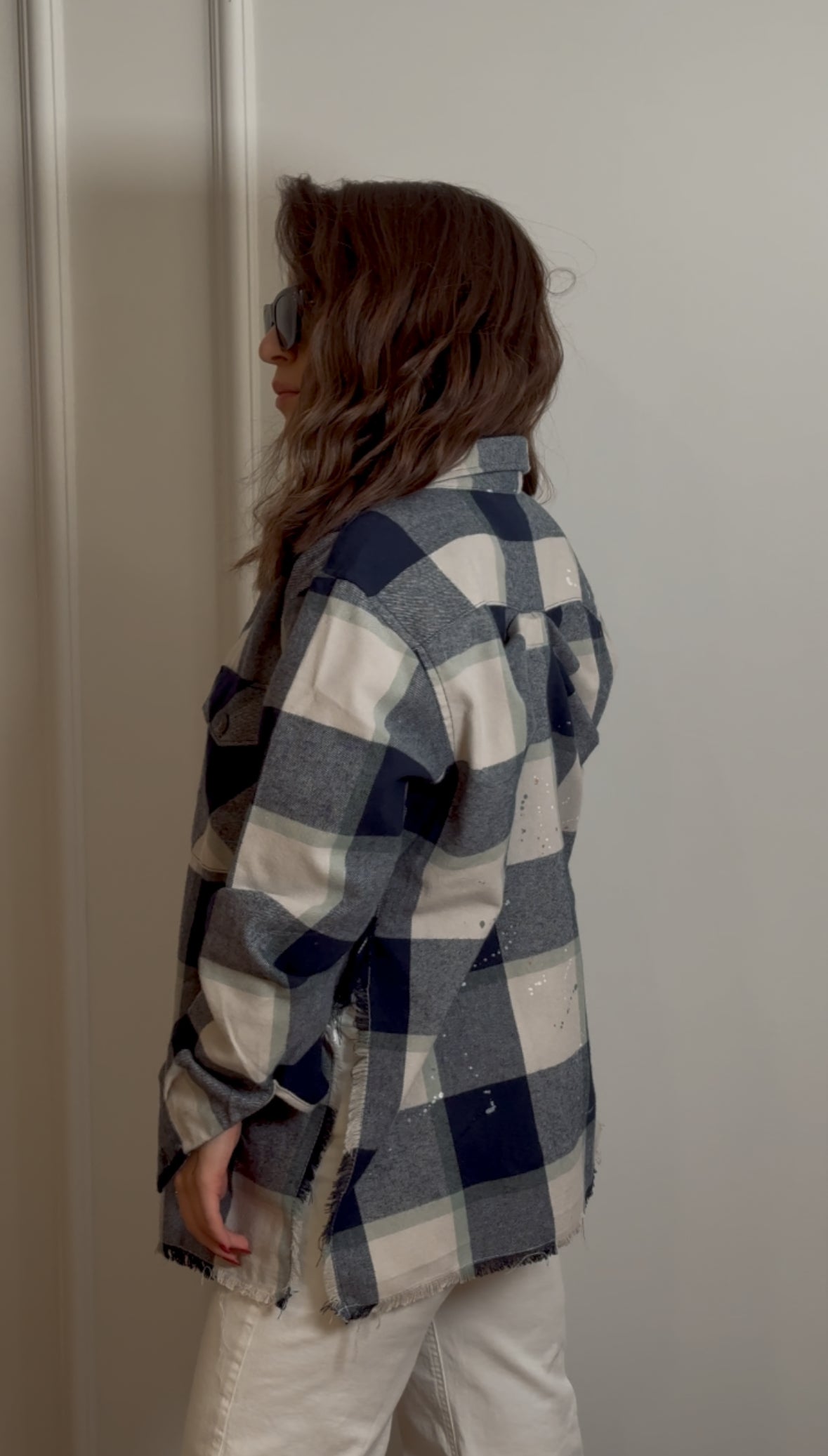 Long Checked Cotton Shirt