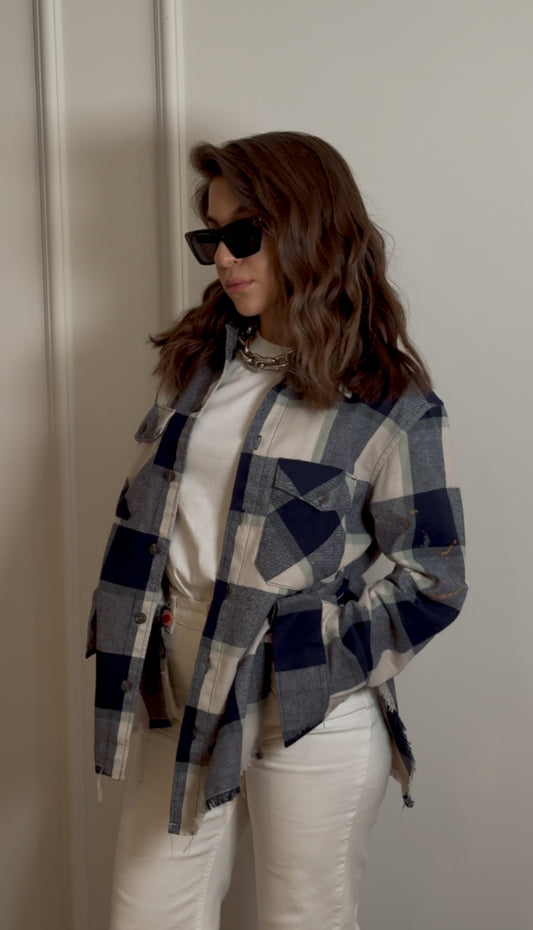Long Checked Cotton Shirt