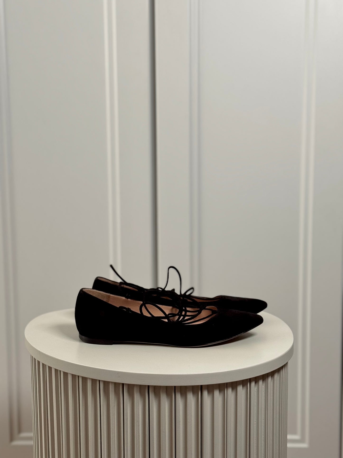 Black suede ballet flats - second life