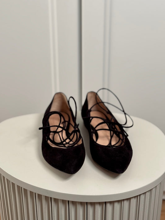 Black suede ballet flats - second life