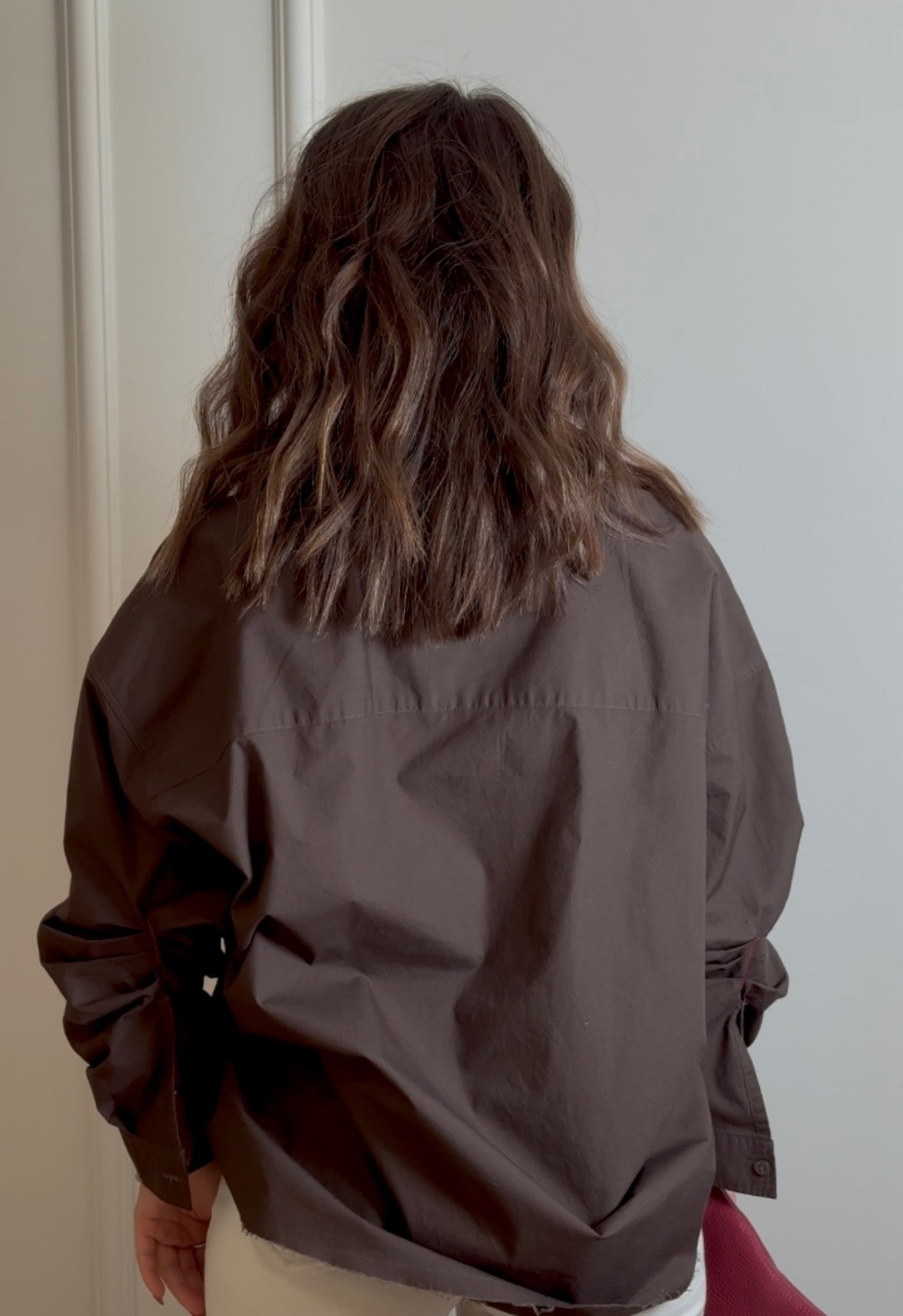Oversized Brown Poplin Shirt
