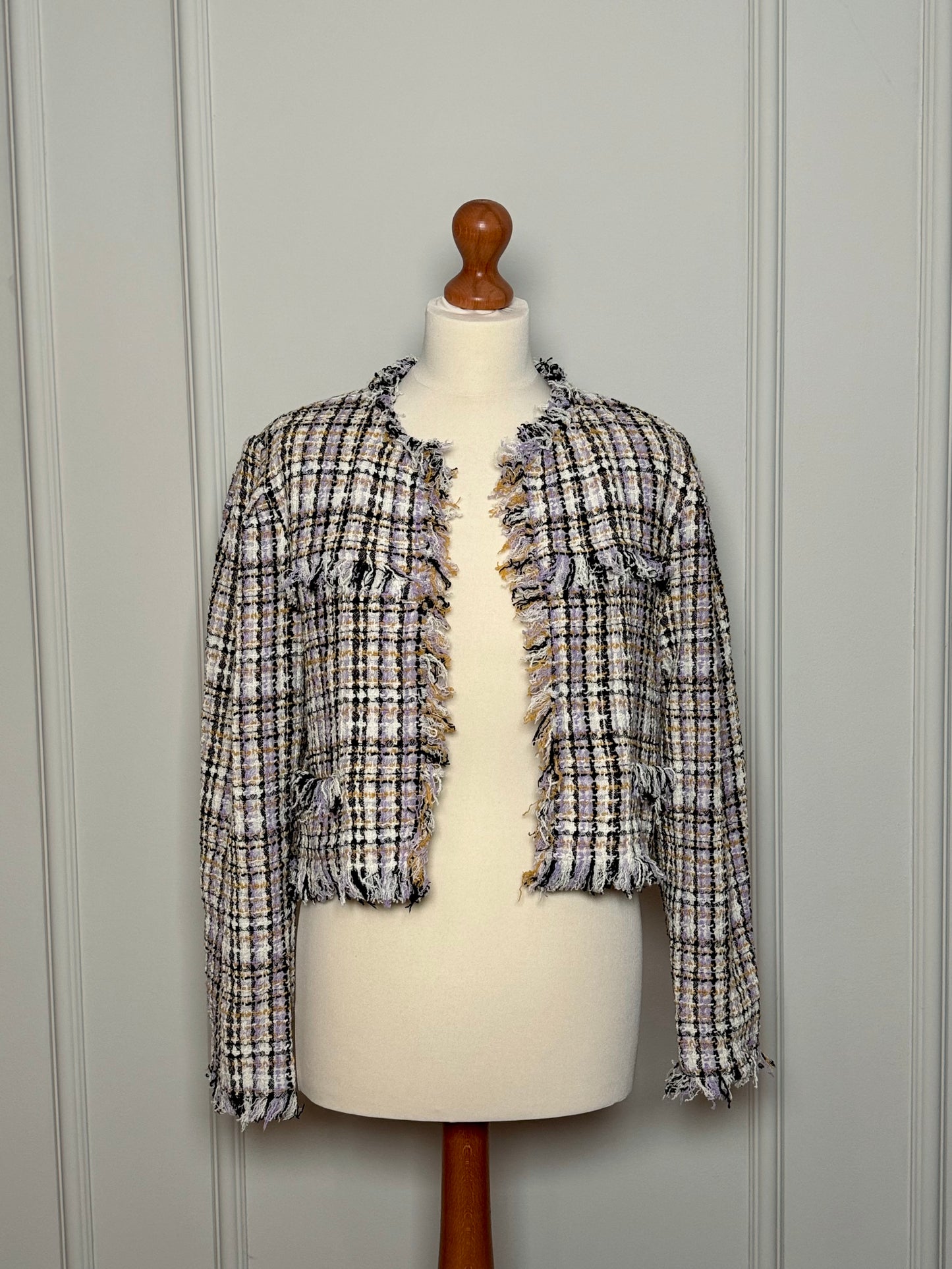 Checkered tweed jacket