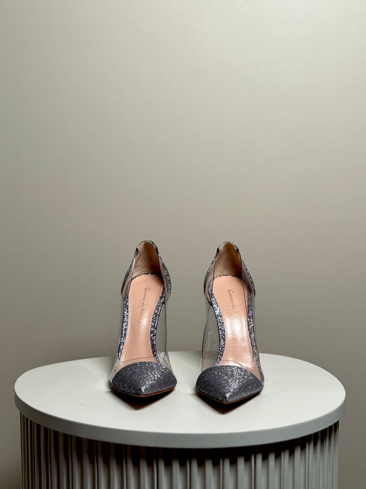 Plexi glitter pumps