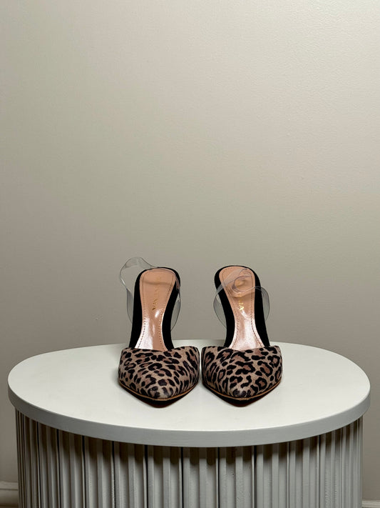 Animal print leather slingbacks
