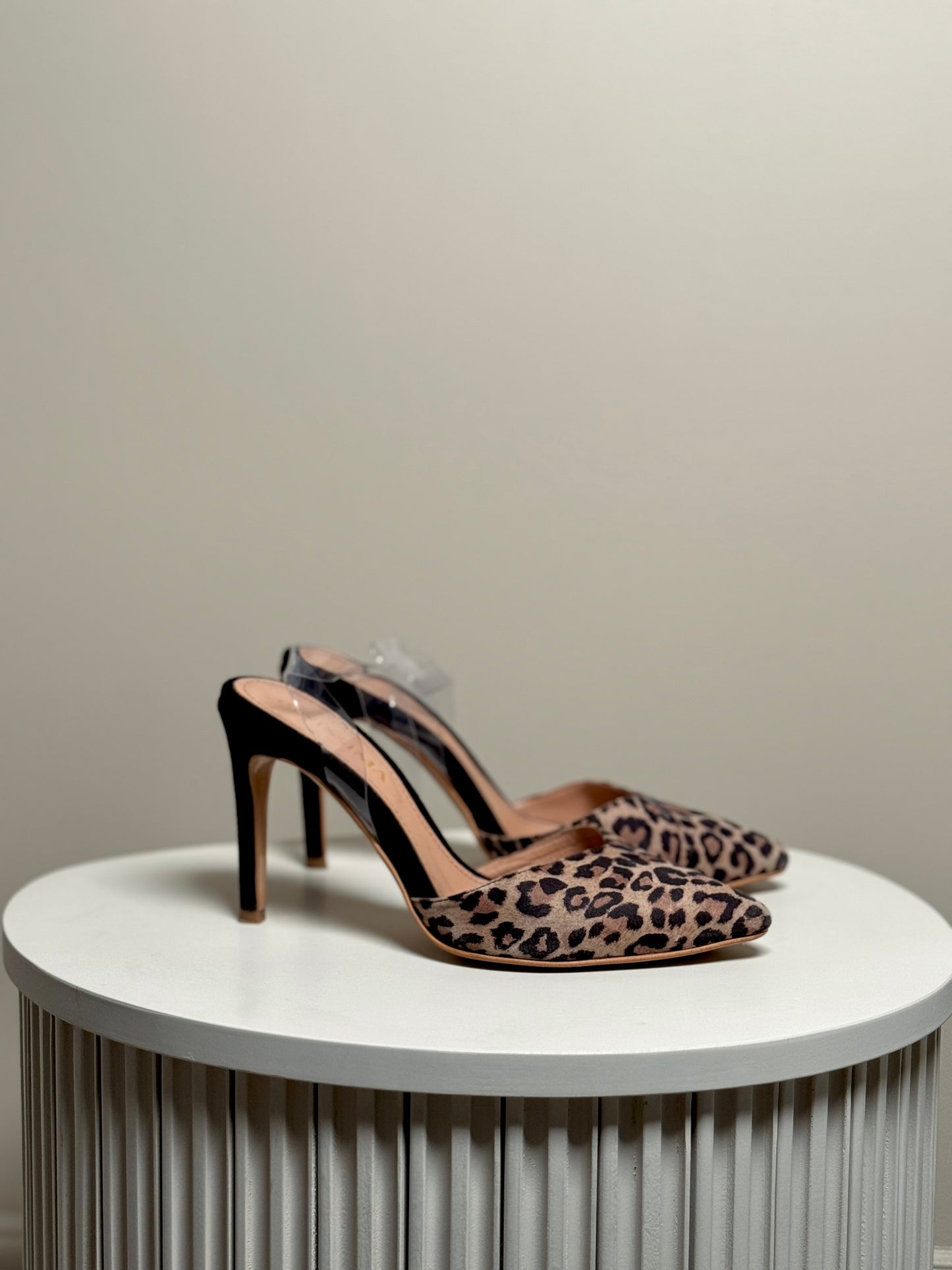 Animal print leather slingbacks
