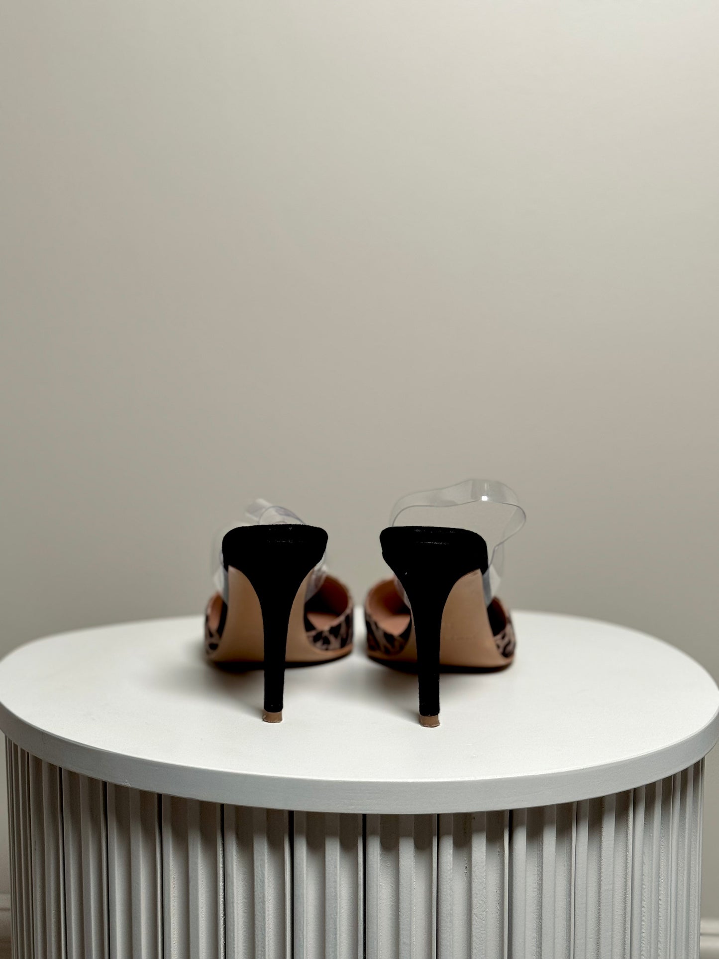 Animal print leather slingbacks