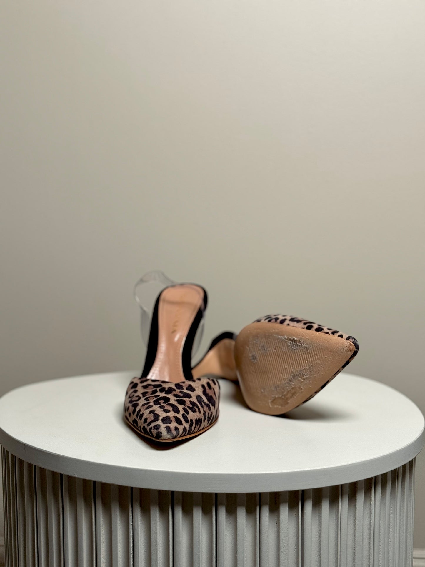 Animal print leather slingbacks