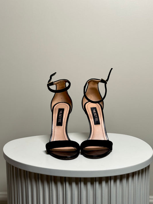 Black suede leather sandals