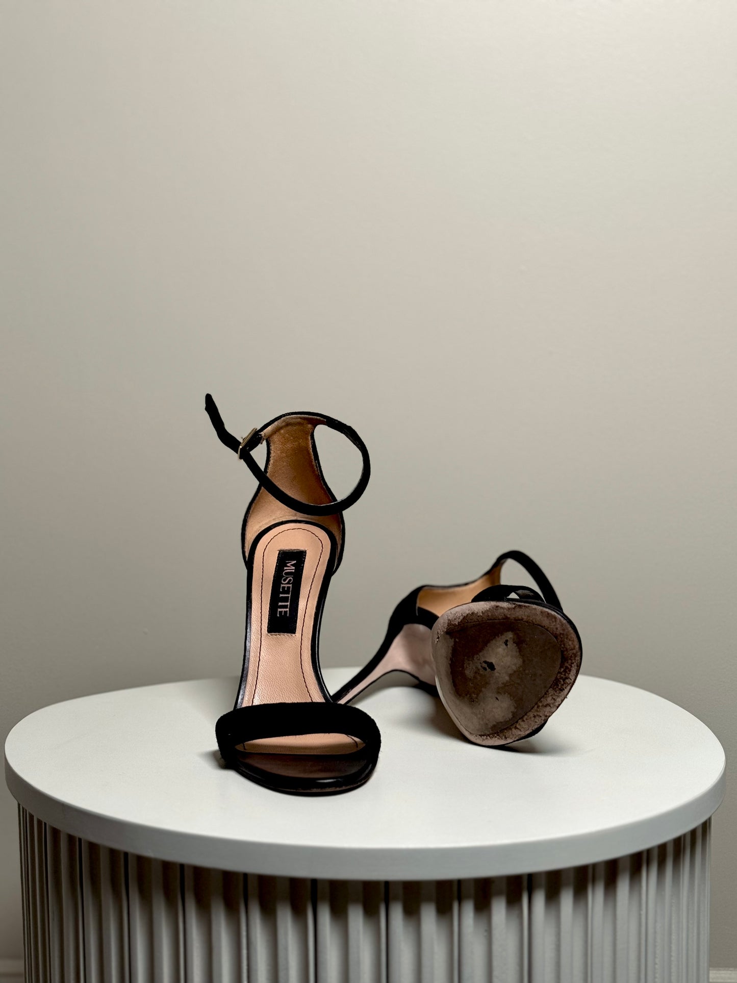 Black suede leather sandals