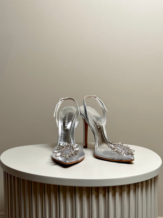 Silver plexi slingback