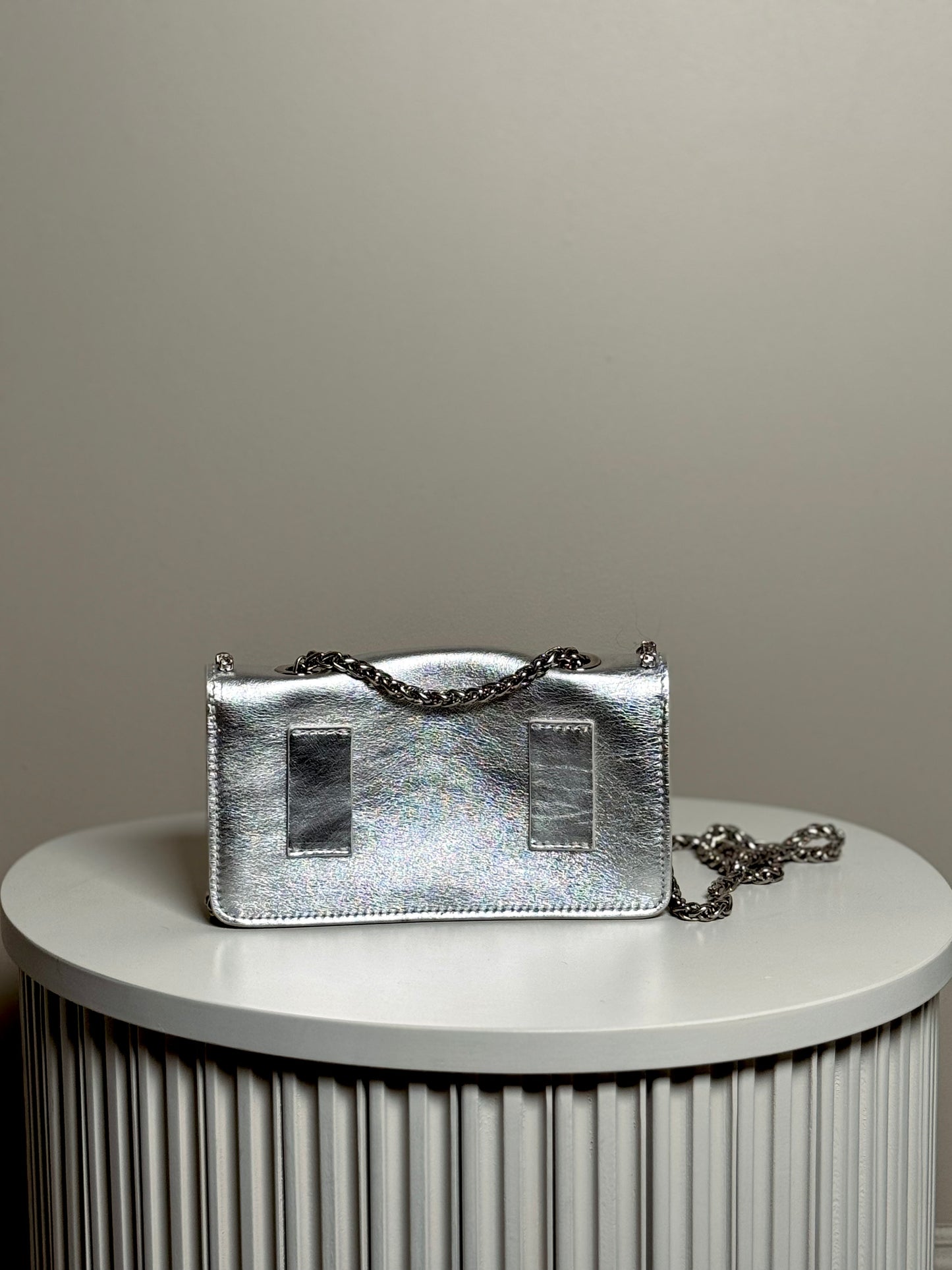Silver leather mini bag