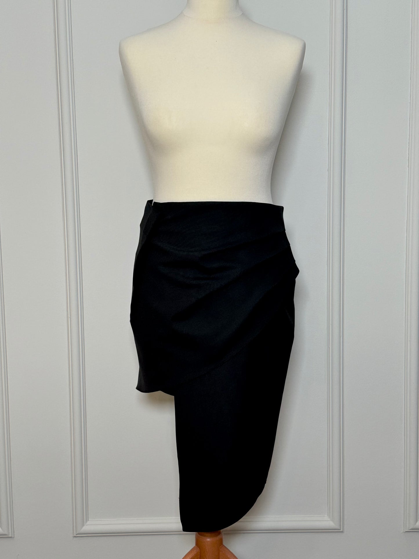 Black asymmetric wool skirt