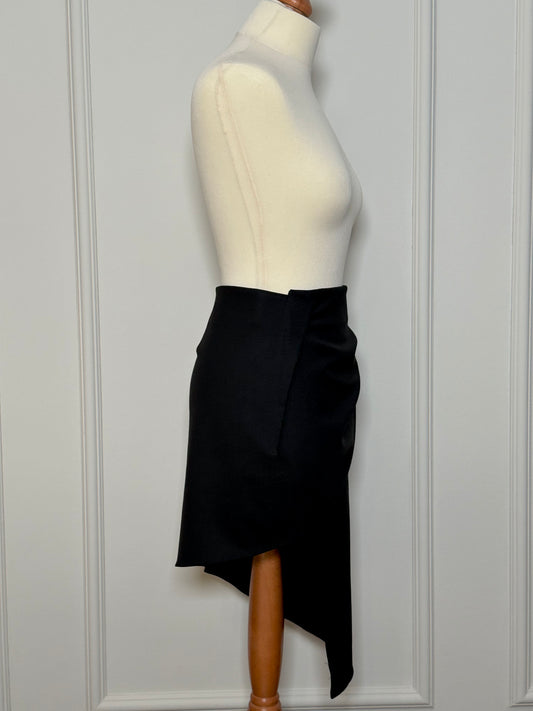 Black asymmetric wool skirt