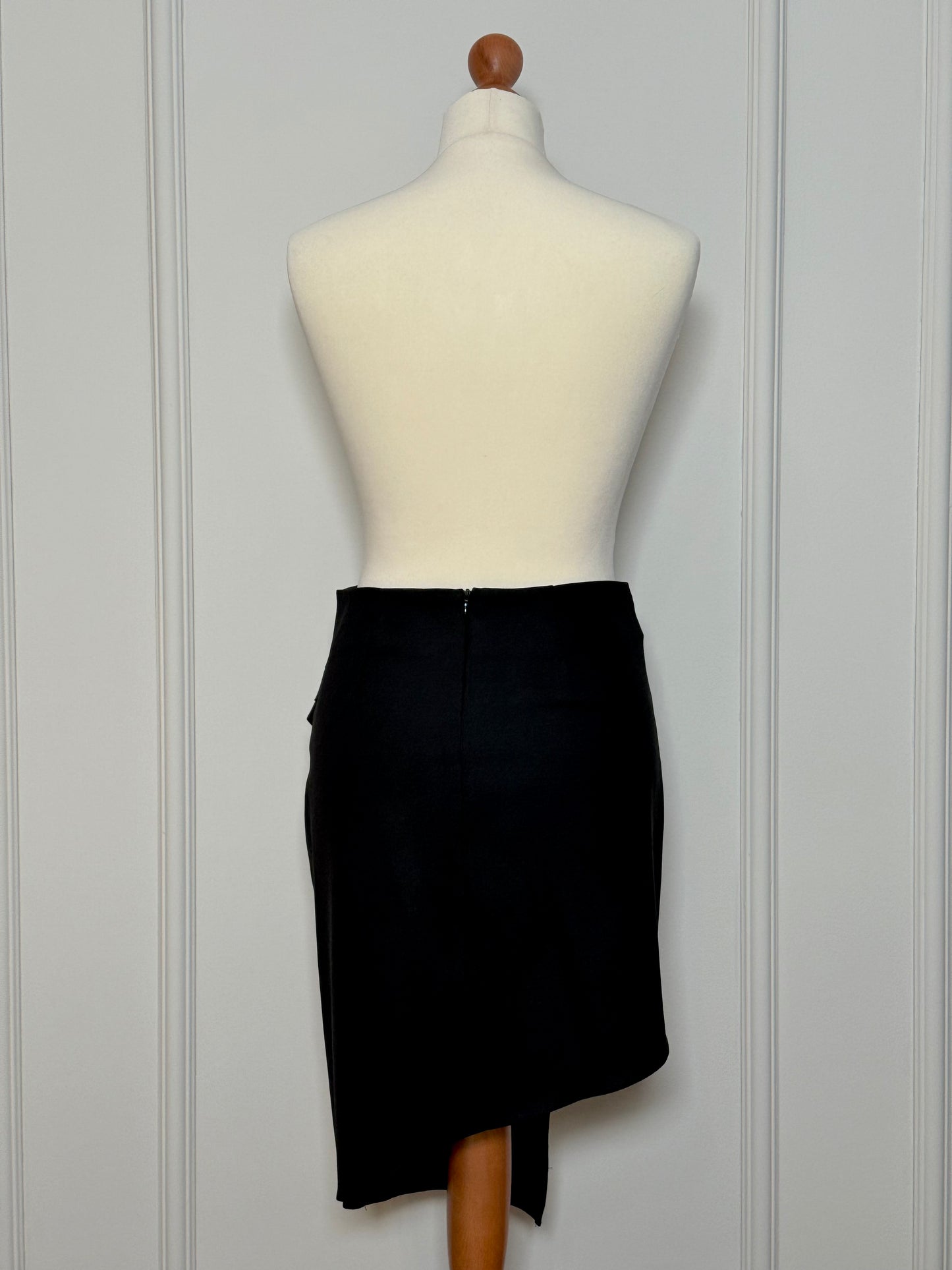 Black asymmetric wool skirt