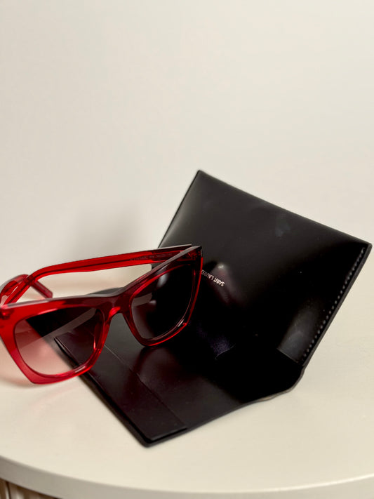 Red semi-transparent sunglasses