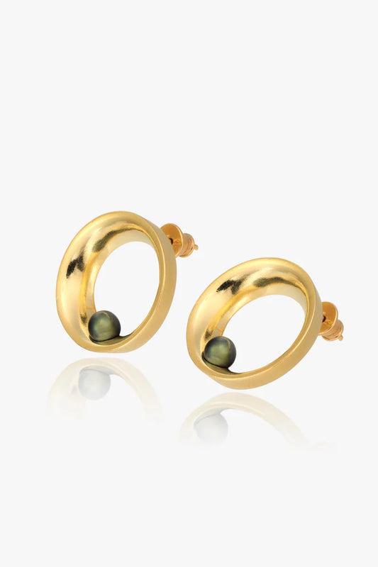 HOLLOW TAHITI PEARL EARRINGS