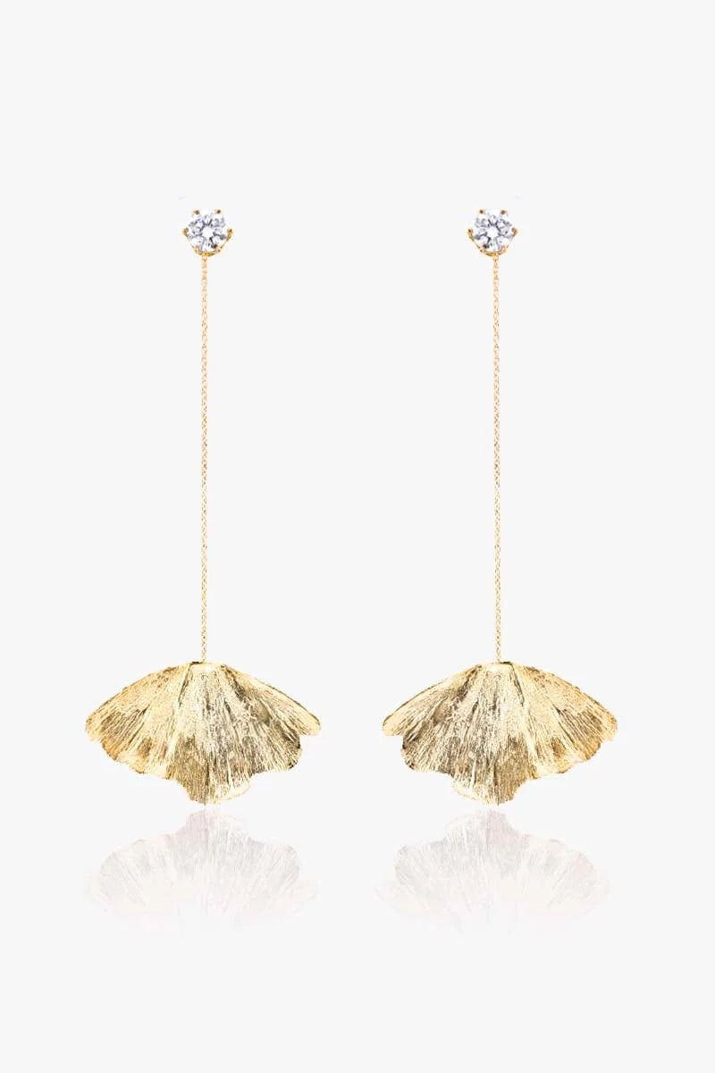 LONG GINKGO EARRINGS