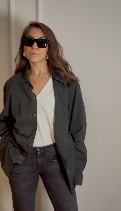 Dark Green Asymmetric Shirt