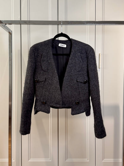 Dark Grey Wool Crop Blazer