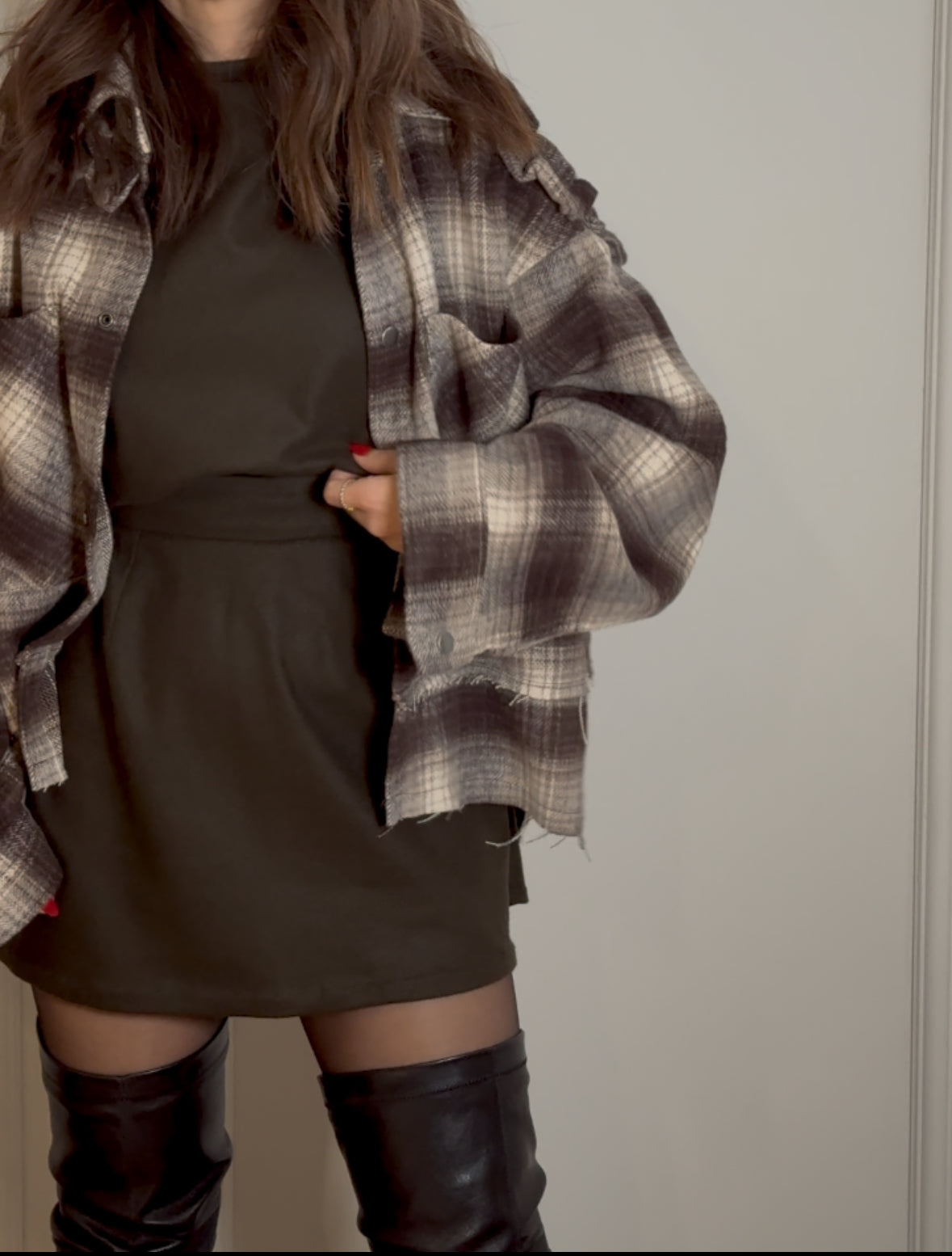 Boxy Checked Flannel Overshirt