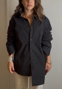 Long Oversized Black Poplin Shirt