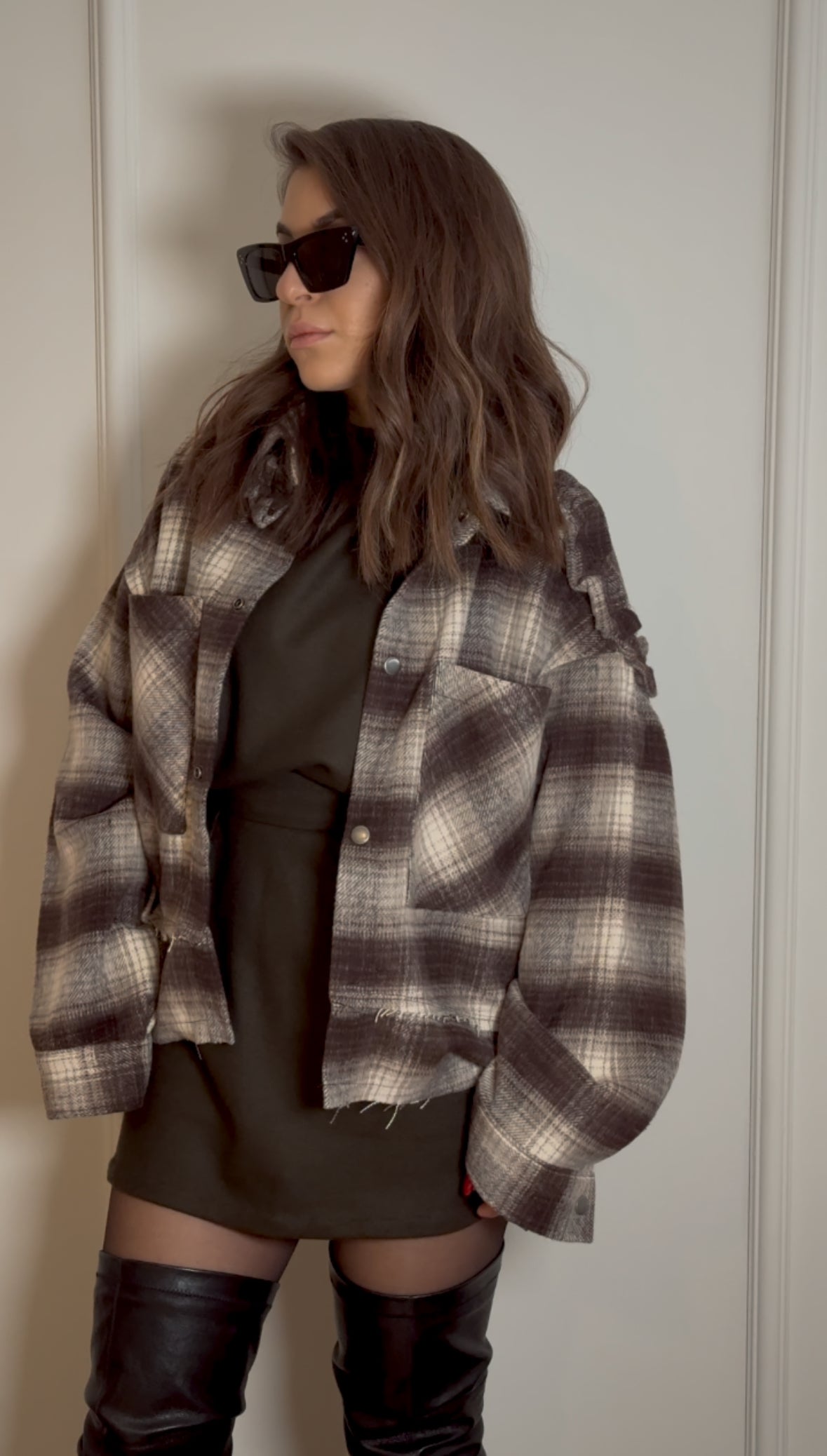 Boxy Checked Flannel Overshirt