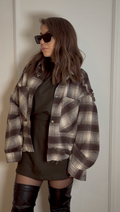 Boxy Checked Flannel Overshirt