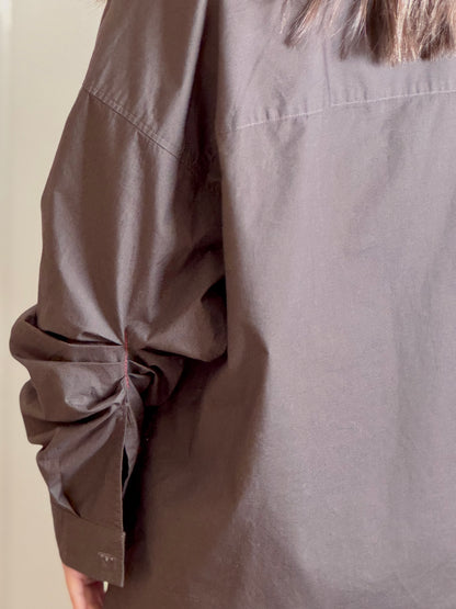 Oversized Brown Poplin Shirt