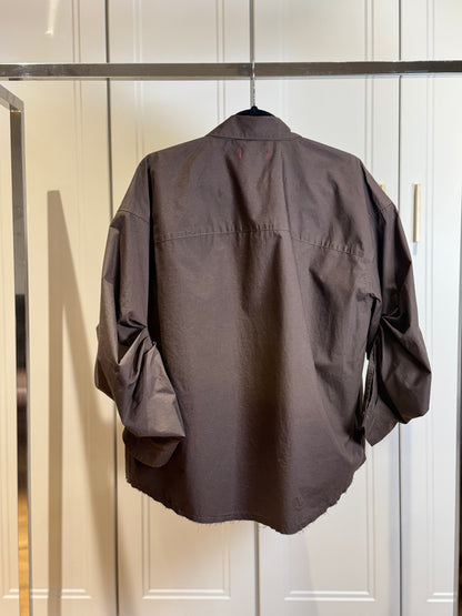 Oversized Brown Poplin Shirt