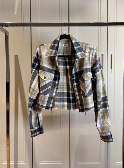Crop Checked Cotton Shirt