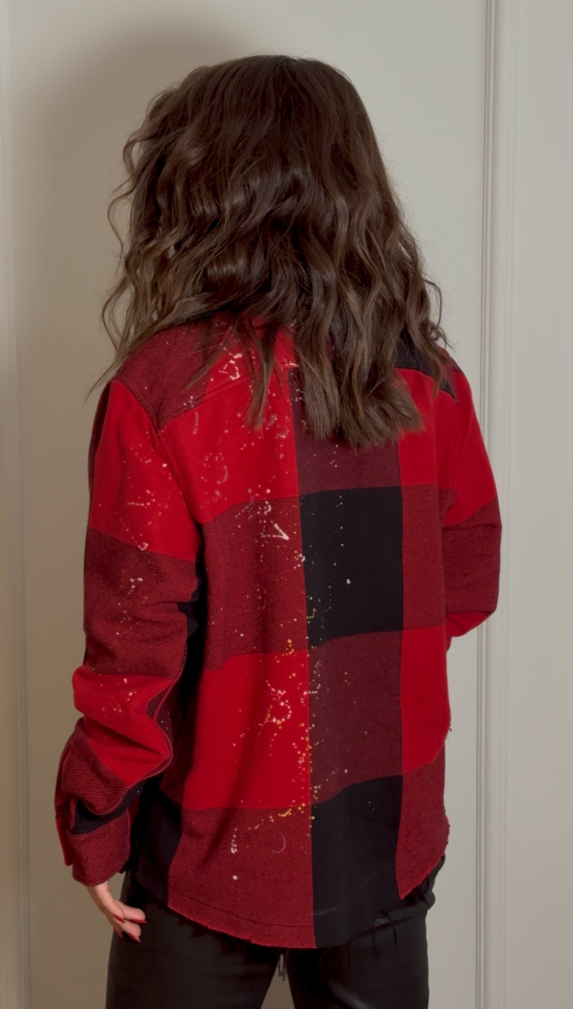 Red Large-Check Cotton Shirt