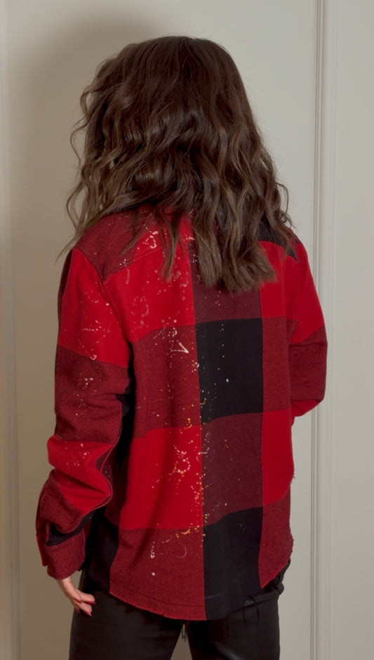 Red Large-Check Cotton Shirt