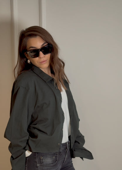 Dark Green Asymmetric Shirt