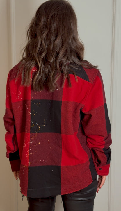 Red Large-Check Cotton Shirt