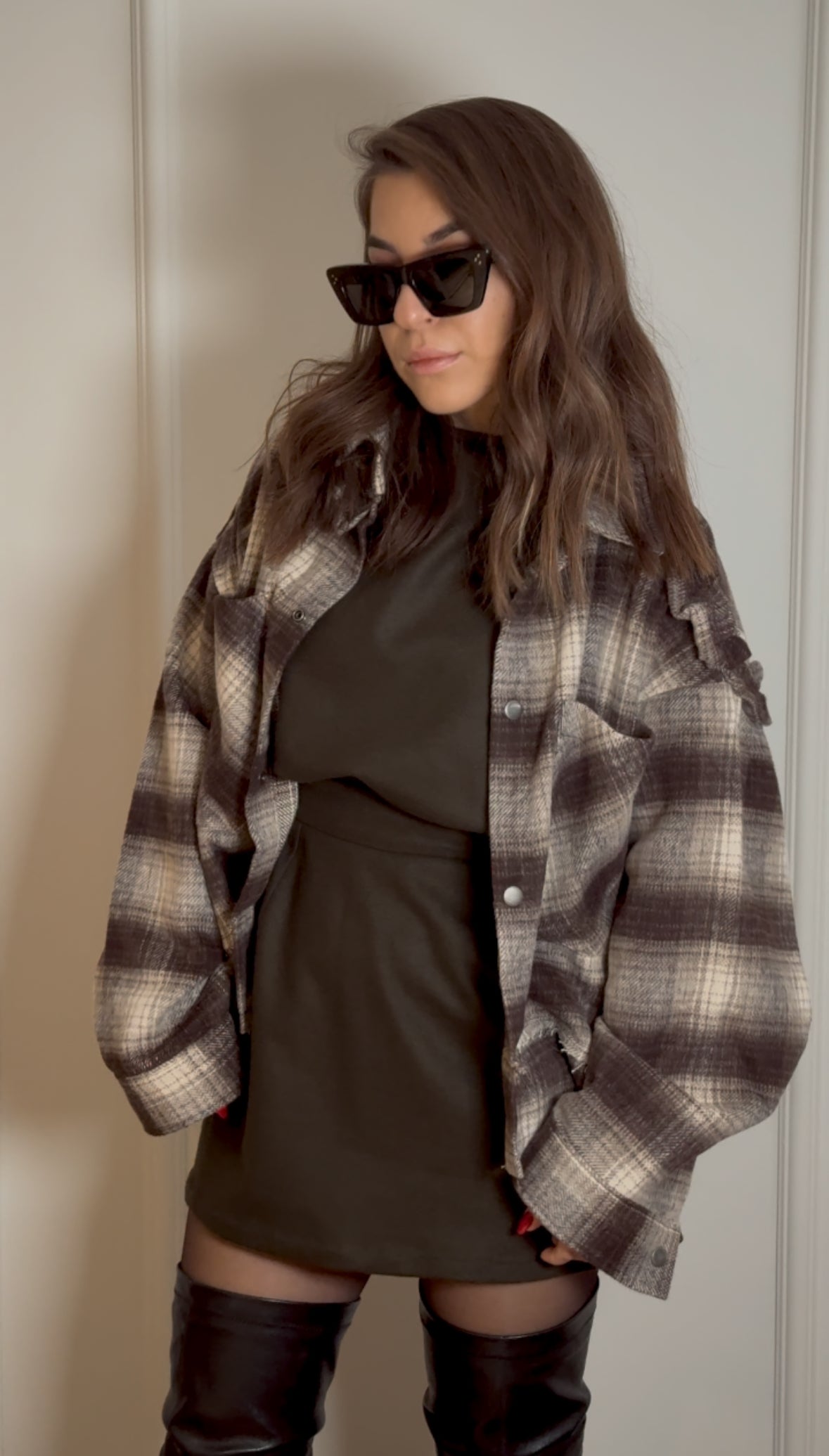 Boxy Checked Flannel Overshirt