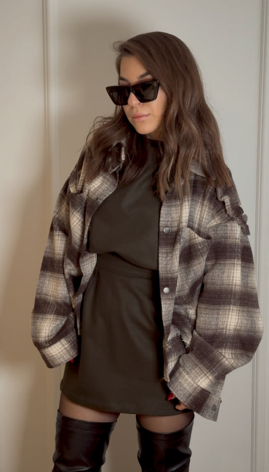Boxy Checked Flannel Overshirt
