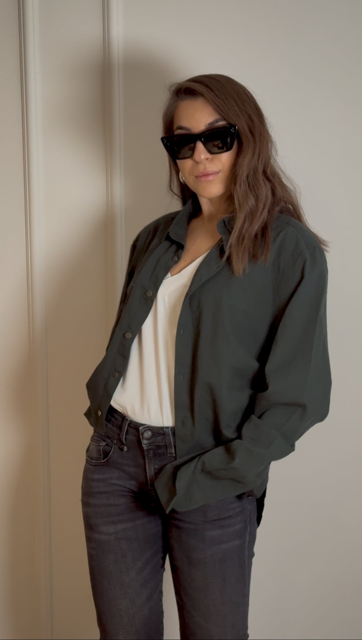 Dark Green Asymmetric Shirt