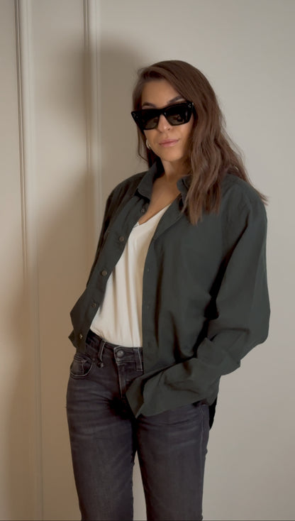 Dark Green Asymmetric Shirt