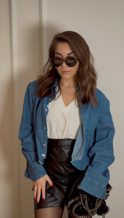 Retro Blue Denim Shirt