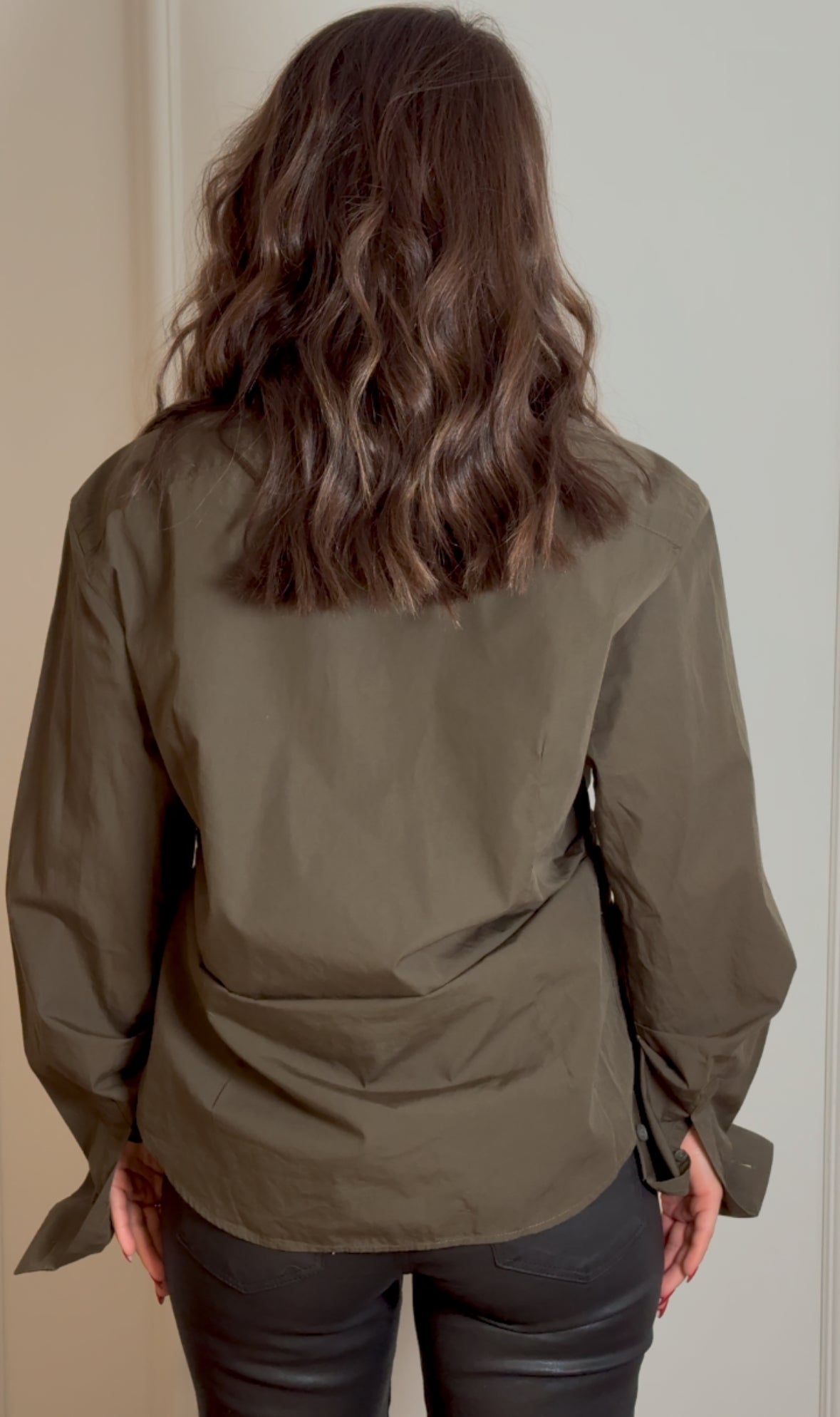 Khaki Cotton Fitted Shirt