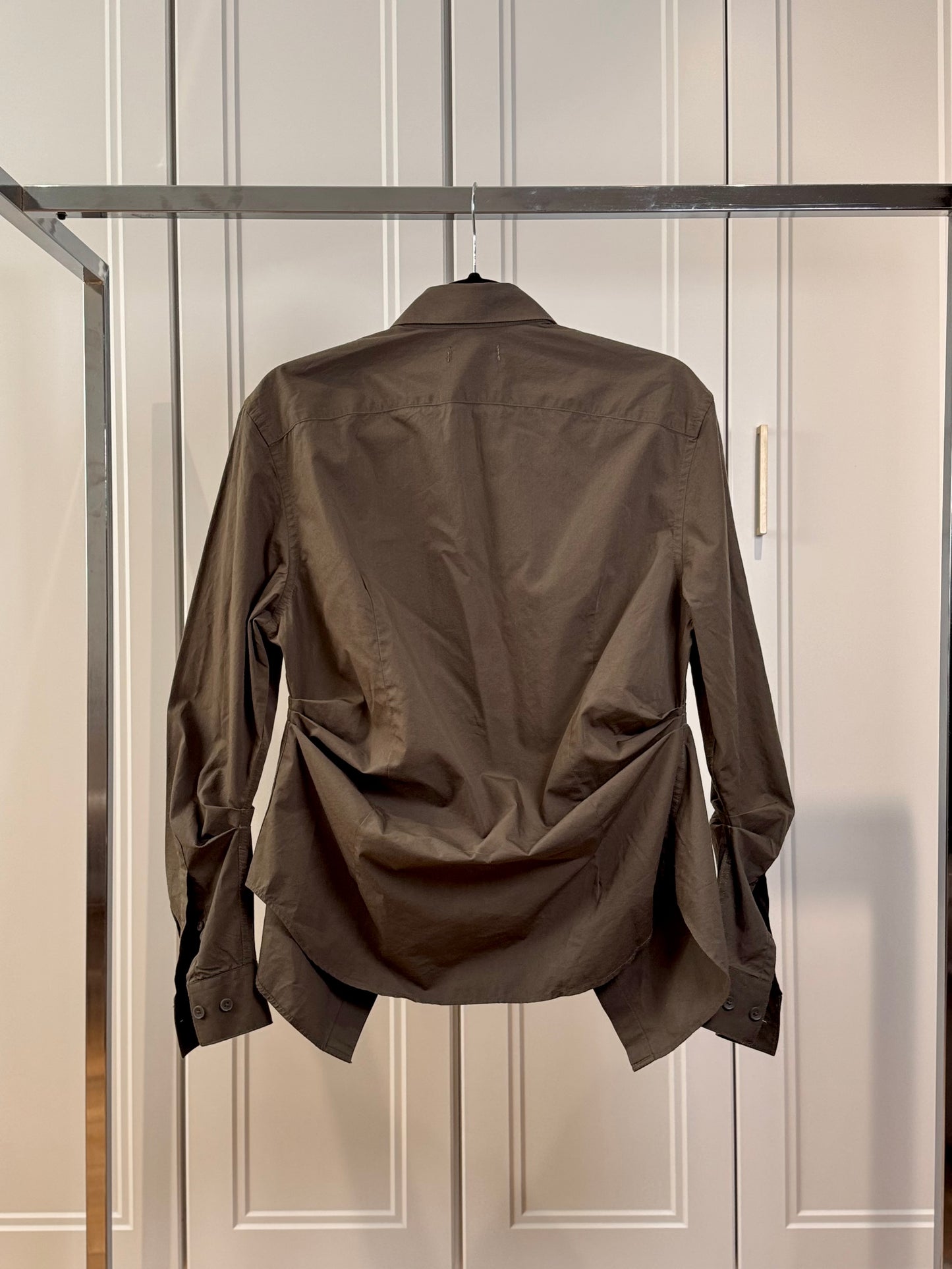 Khaki Cotton Fitted Shirt